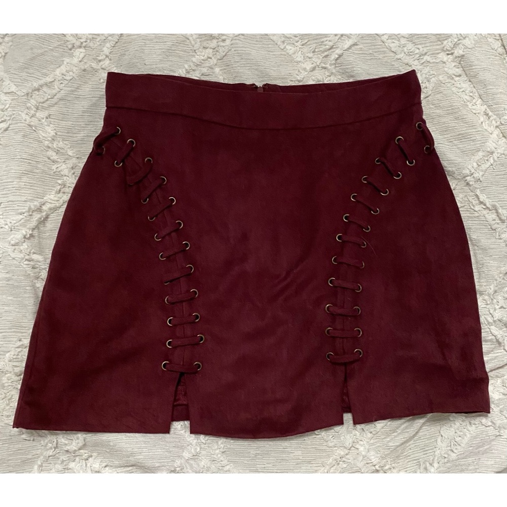 Suede mini skirt